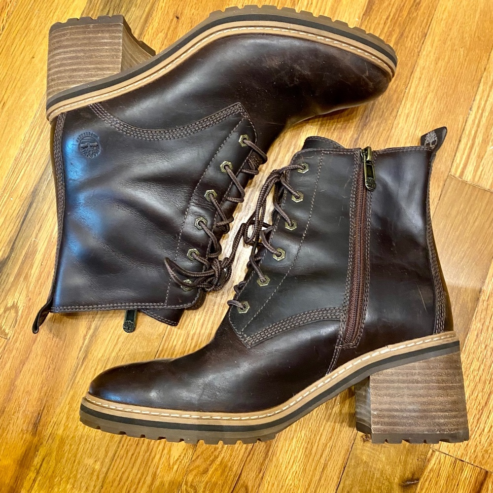 TIMBERLAND WOMEN'S SIENNA HIGH WATERPROOF SIDE ZIP DARK BROWN BOOTS, Size 9